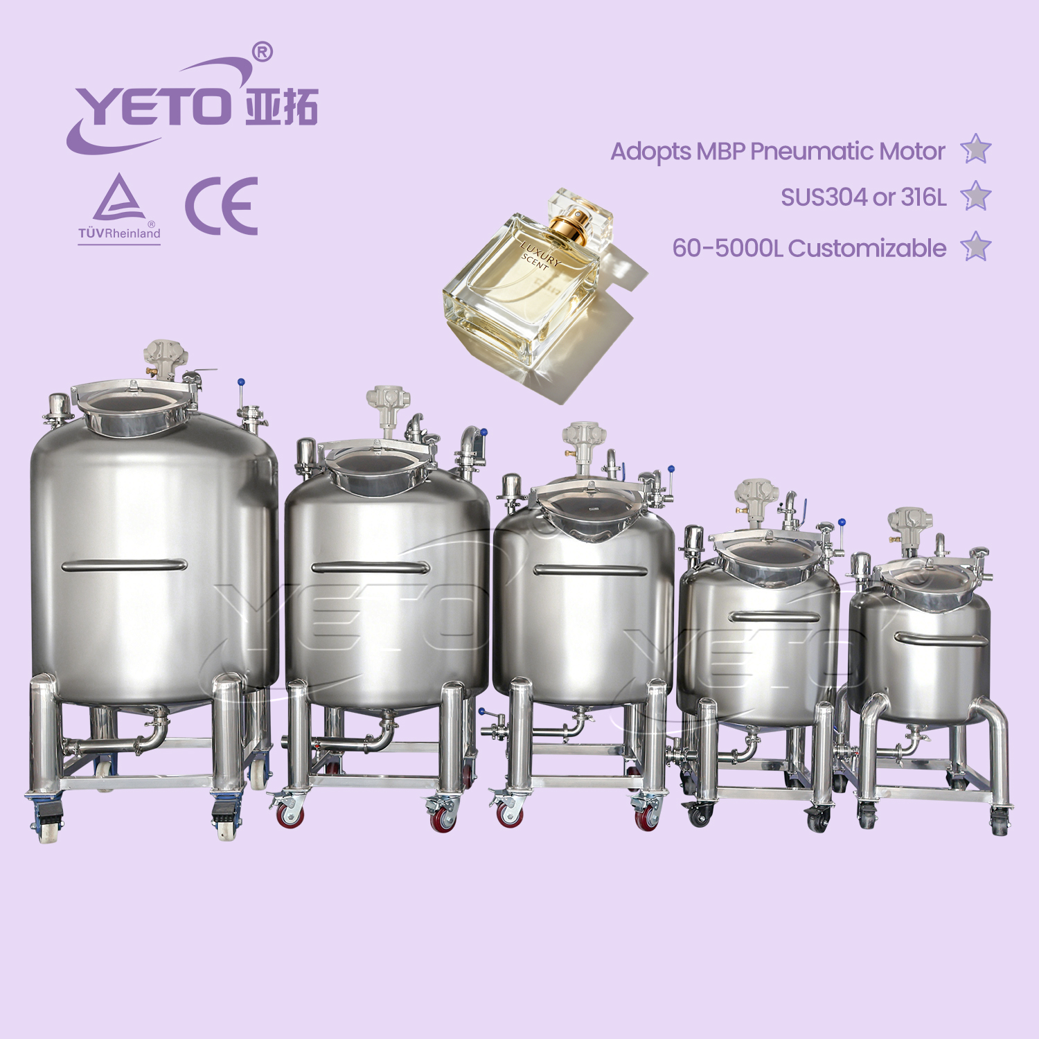 Sealed pneumatic mixing tank