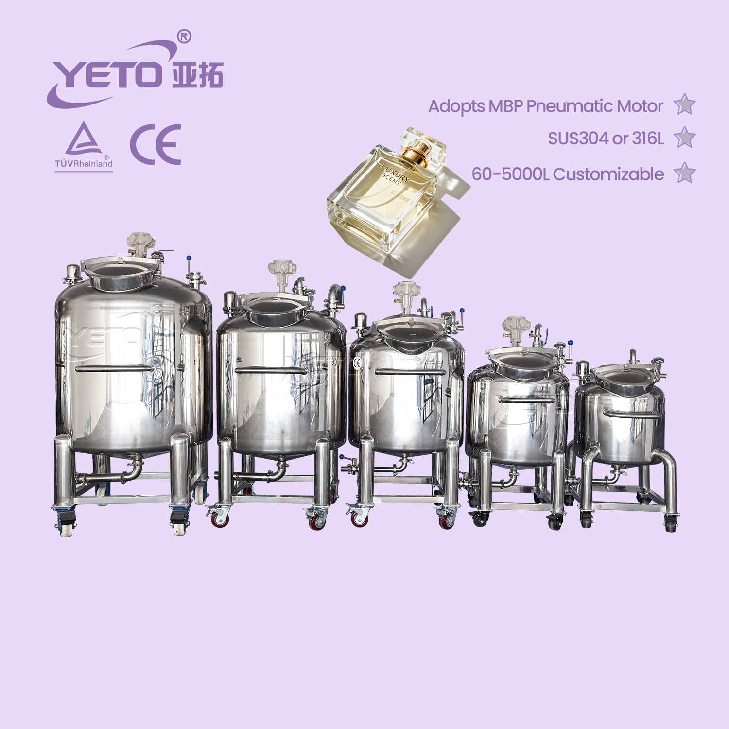 Sealed pneumatic mixing tank