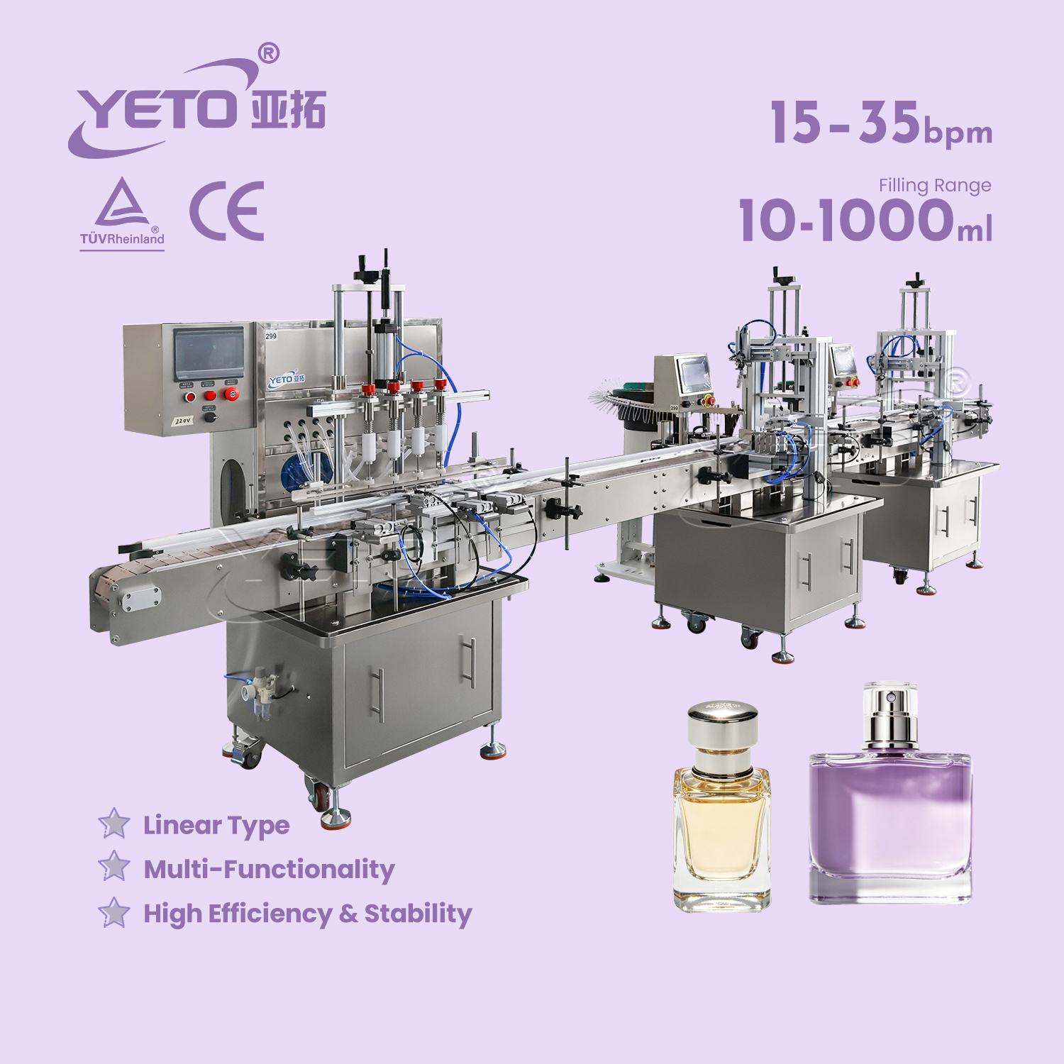 straight line perfume filling capping machine