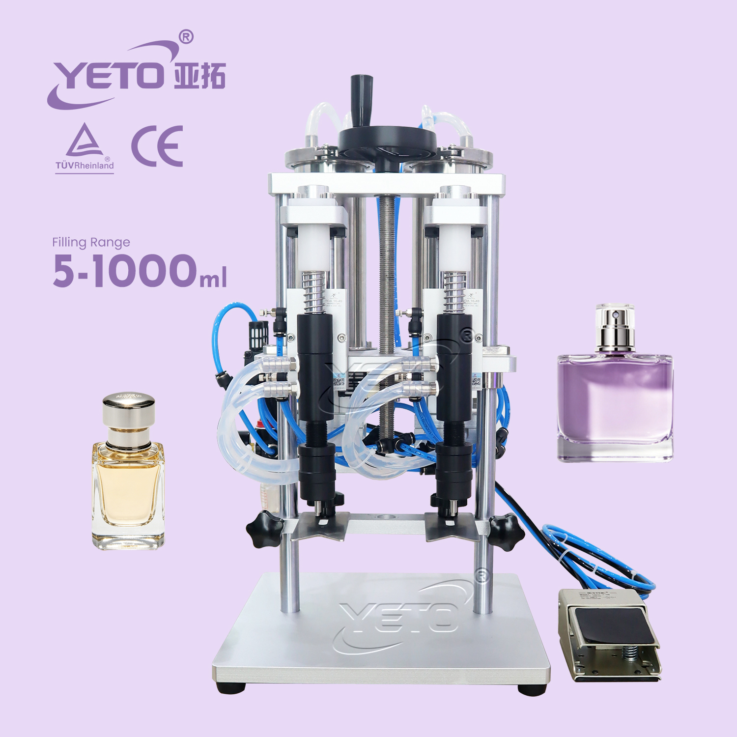 double heads negative perfume filling machine