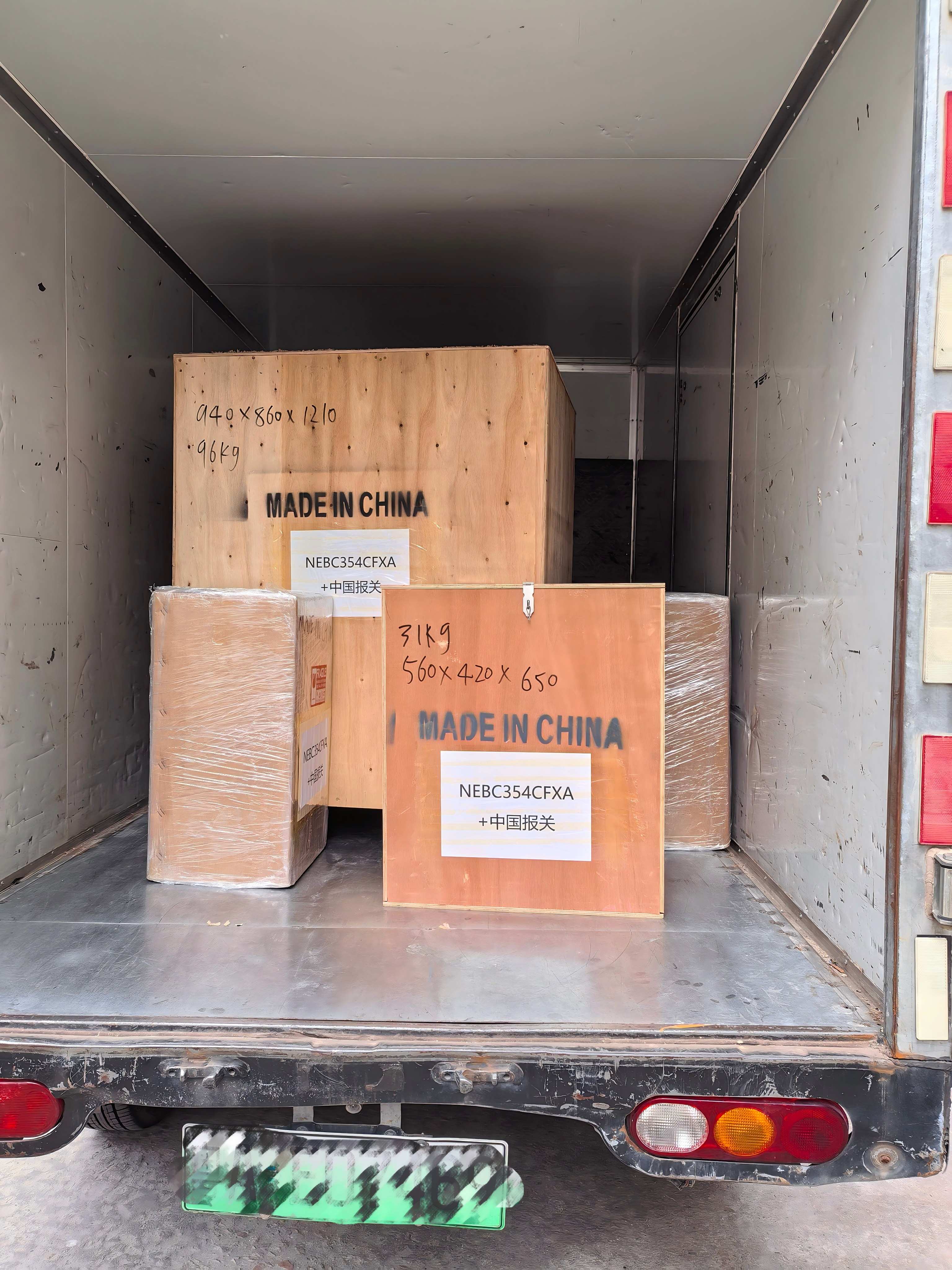 The perfume small equipment is fully packed and ready for shipment to Thailand.
